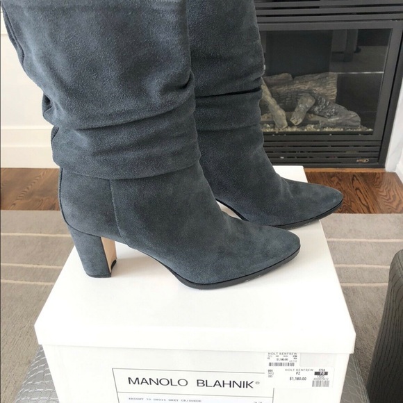 Manola Blahnik Grey Suede Boots ( Size 37) - Picture 1 of 3